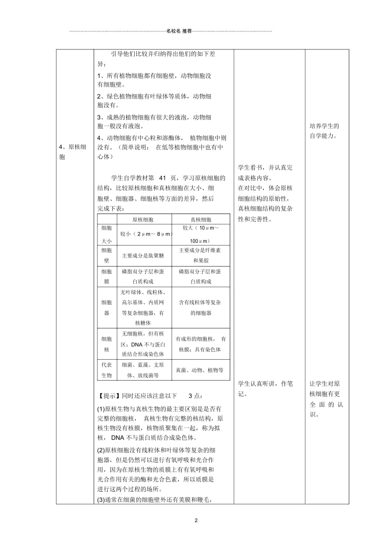 高中生物《原核细胞》名师精选教案5浙教版必修1.docx_第2页