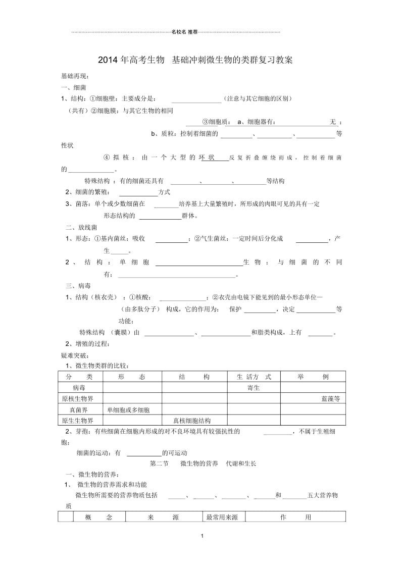 高考生物基础冲刺微生物的类群复习名师精选教案.docx_第1页