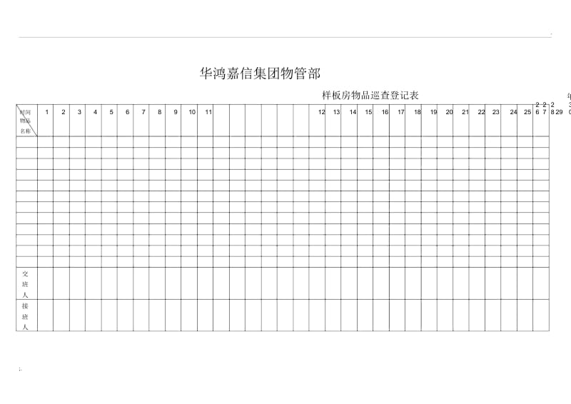 样板房物品巡查记录表.docx_第1页