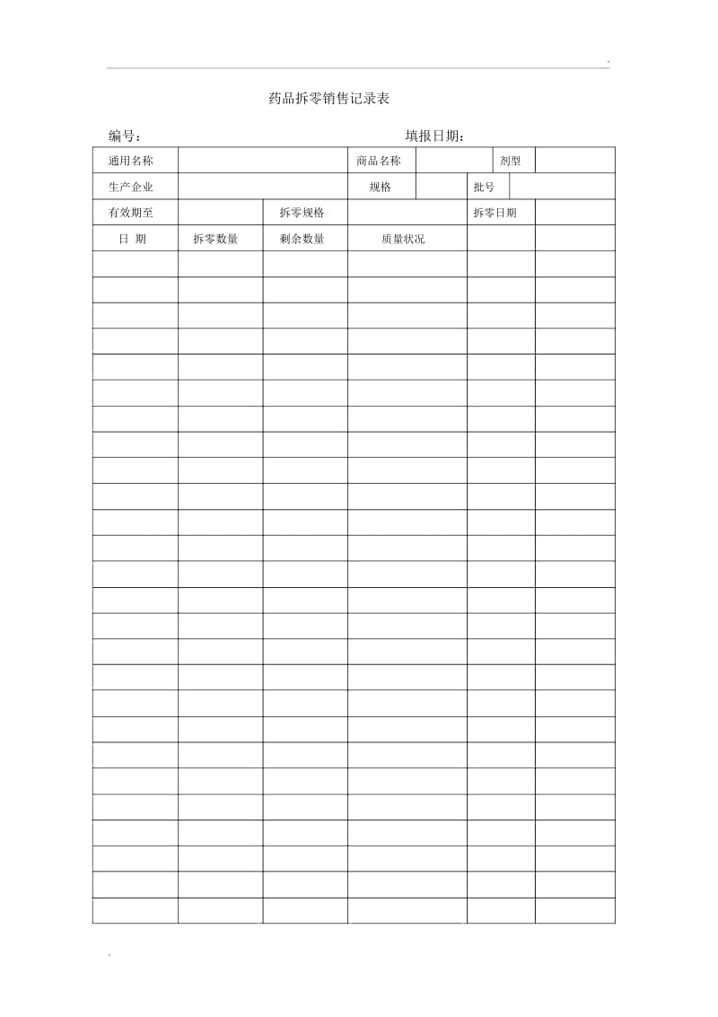 药品拆零销售记录表.docx_第1页