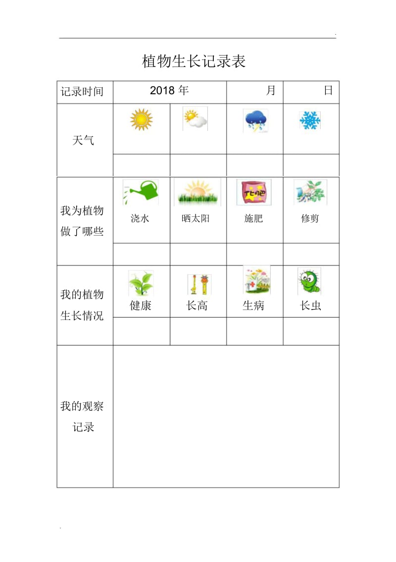 植物观察记录表(2).docx_第1页