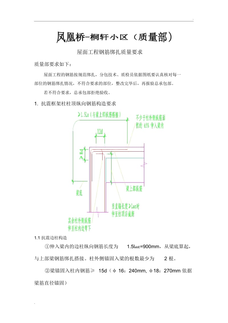 屋面工程钢筋绑扎要点.docx_第1页