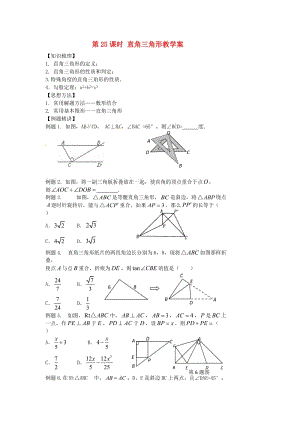 中考数学总复习第25课时直角三角形教学案无答案新人教版.doc