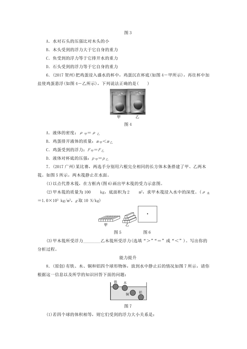 中考物理第13课时物体的浮沉条件及应用课时作业.doc_第2页