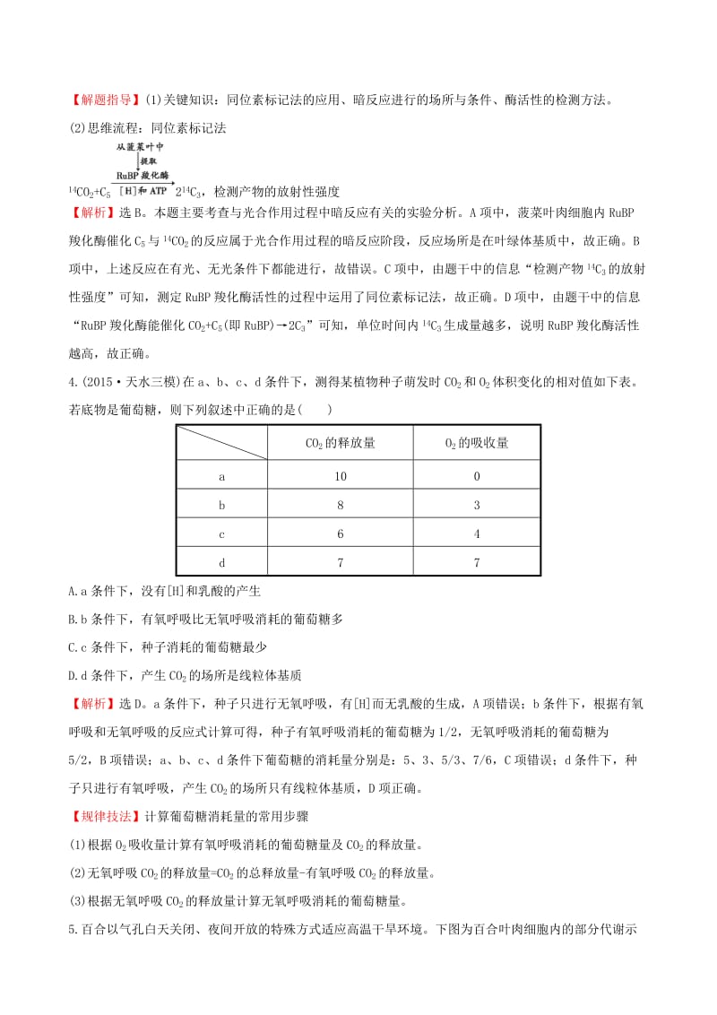 届高考生物二轮复习专题能力提升练4细胞呼吸与光合作用.doc_第2页