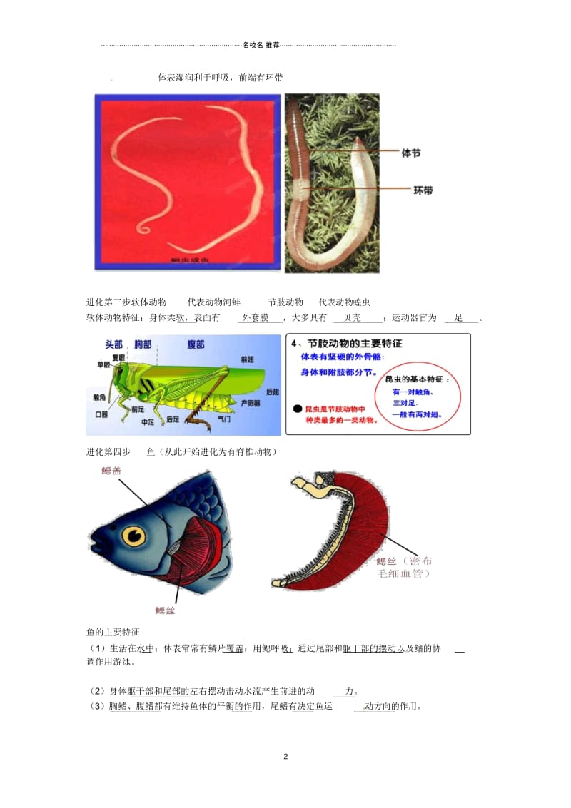 湖北省武汉市北大附中初中八年级生物上册《5.1动物的主要类群》名师精选教案新人教版.docx_第2页