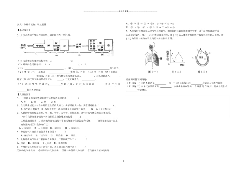 八年级生物上册第三章人体的呼吸复习名师精编学案(无答案)鲁科版.docx_第3页