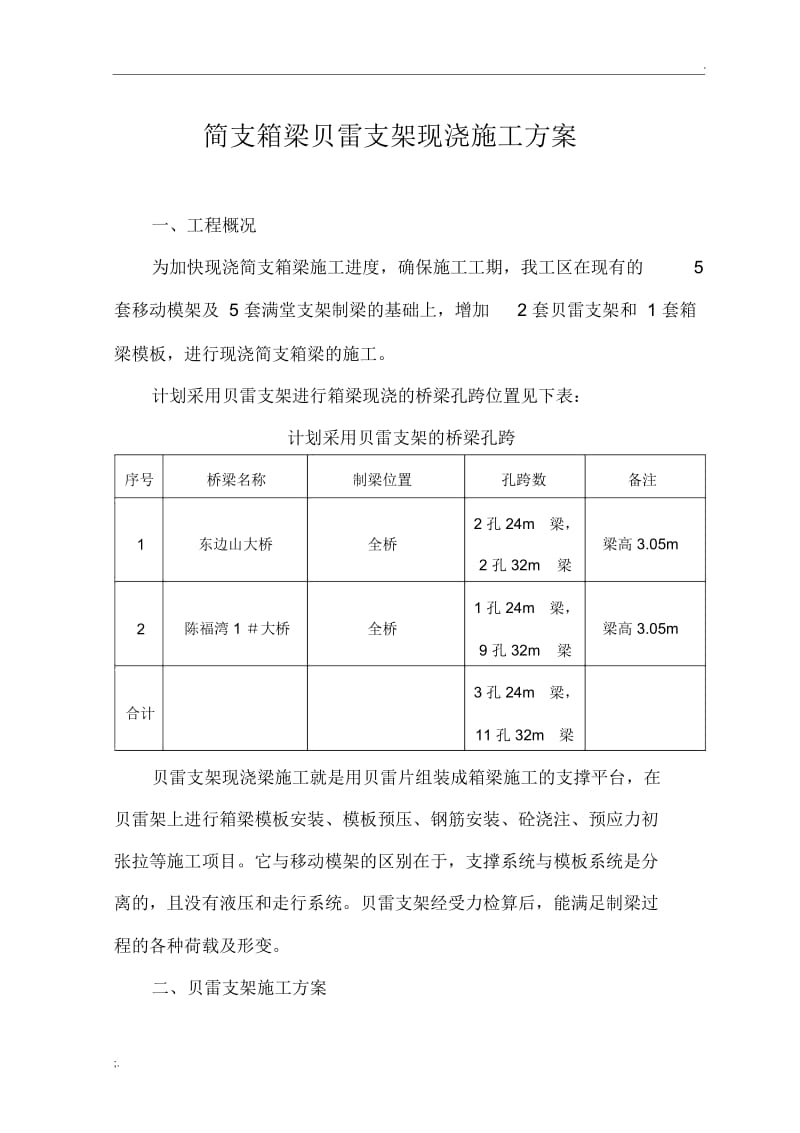 简支箱梁贝雷支架现浇施工方案.docx_第1页