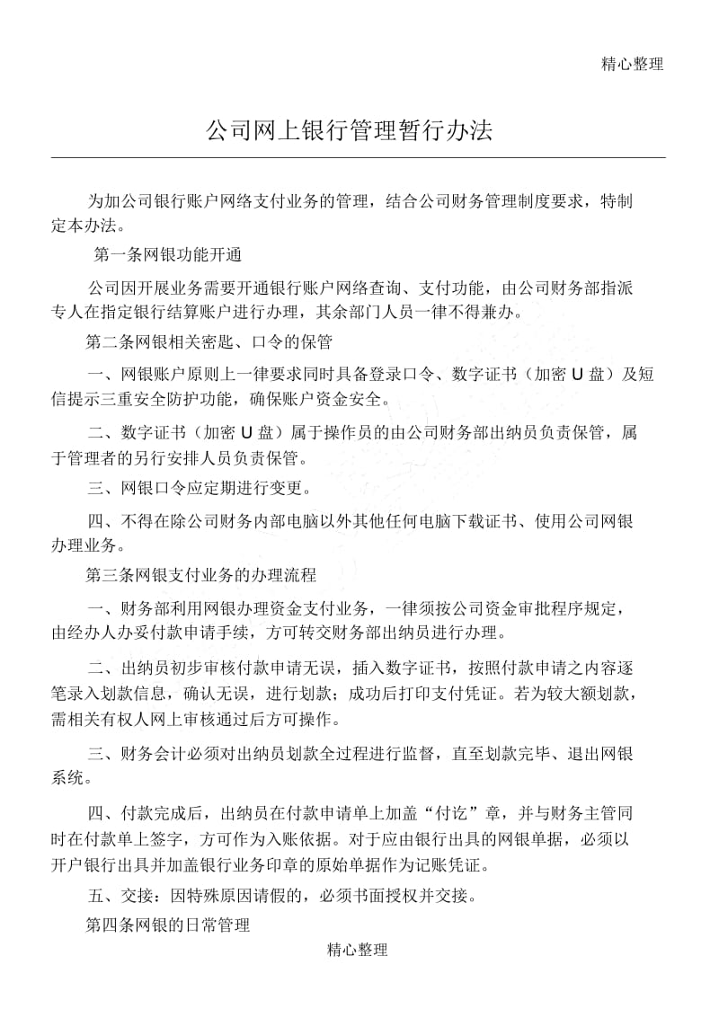 公司网上银行管理制度.docx_第1页