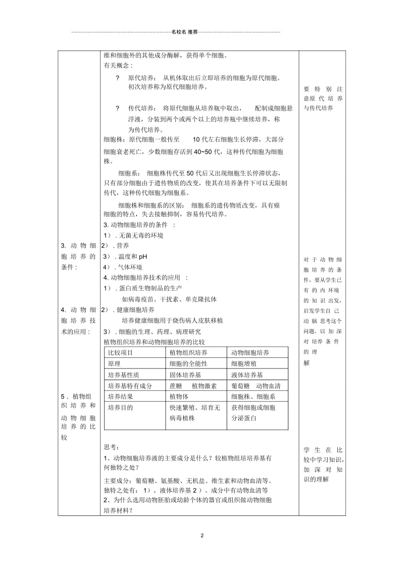 湖南省蓝山县高中生物2.2.1动物细胞培养和核移植技名师精选教案.docx_第2页