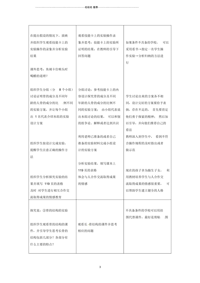 初中七年级生物下册2.6.1人体的运动名师精选教案冀教版.docx_第3页