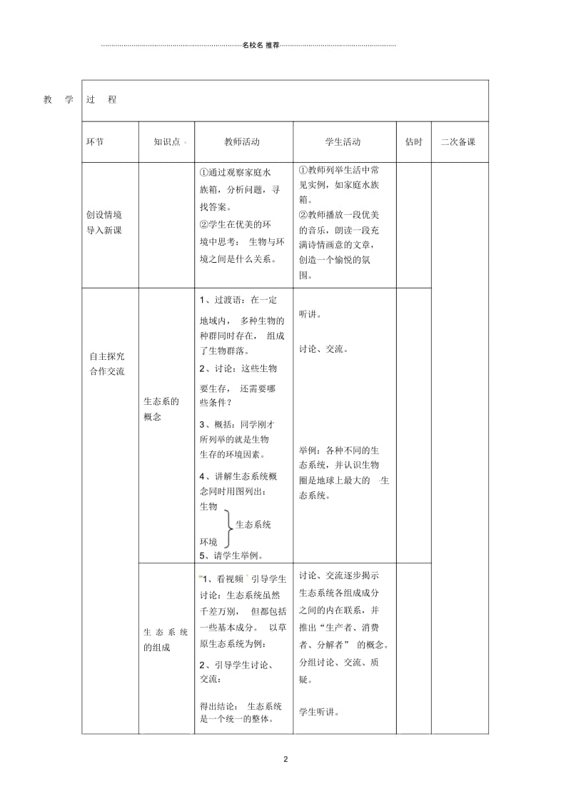 山东省临沭县第三初级中学初中七年级生物上册生物与环境组成生态系统名师精选教案新人教版.docx_第2页