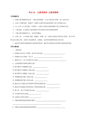 山西省忻州市第一中学2020届高三化学一轮复习考点36元素周期表元素周期律学案无答案.doc