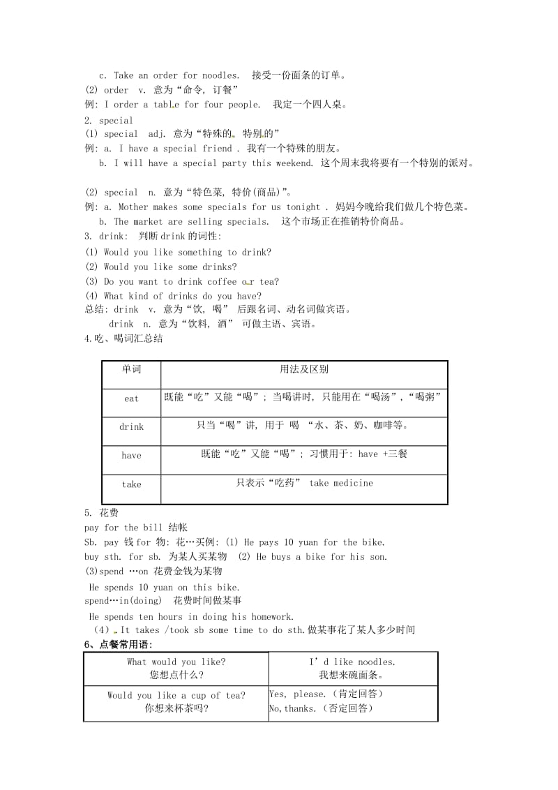 七年级英语下册Unit10I’dlikesomenoodlesSectionA导学案无答案人教新目标版.doc_第2页