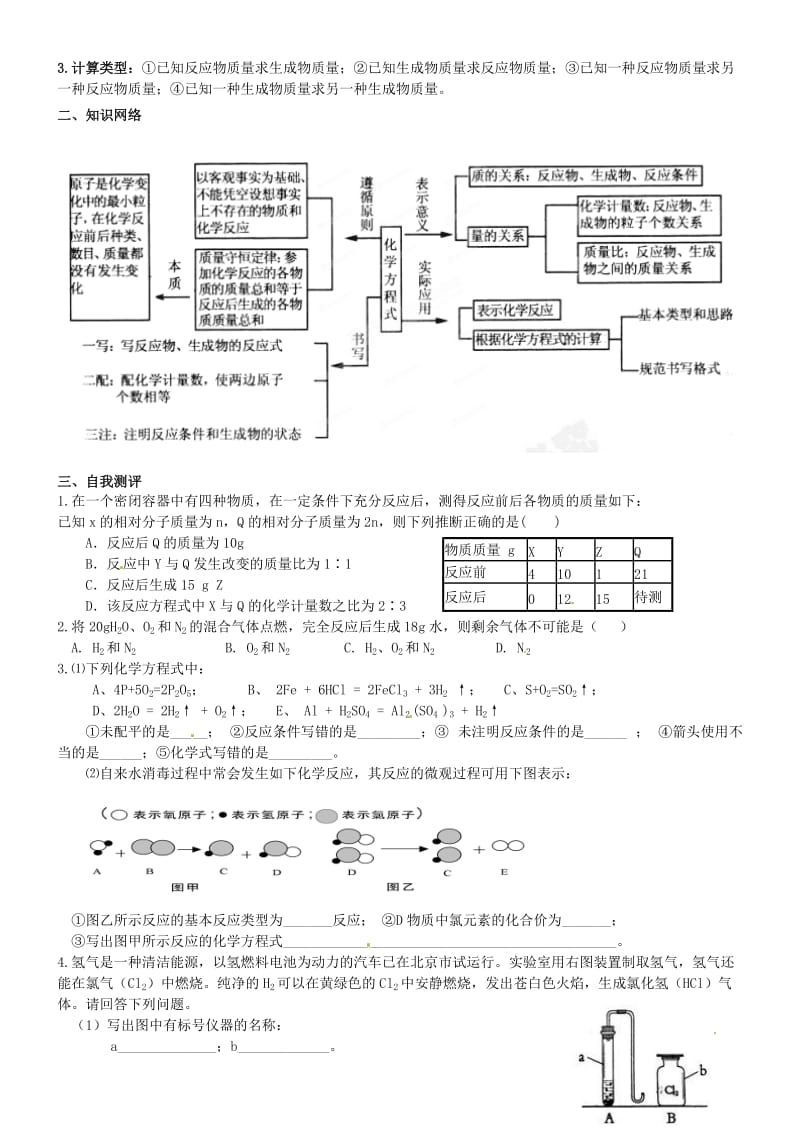 九年级化学上册第五单元化学方程式单元复习无答案新人教版.doc_第2页