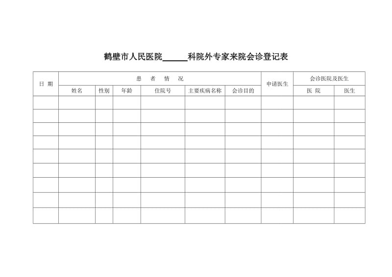 院外专家来院会诊登记表.doc_第1页