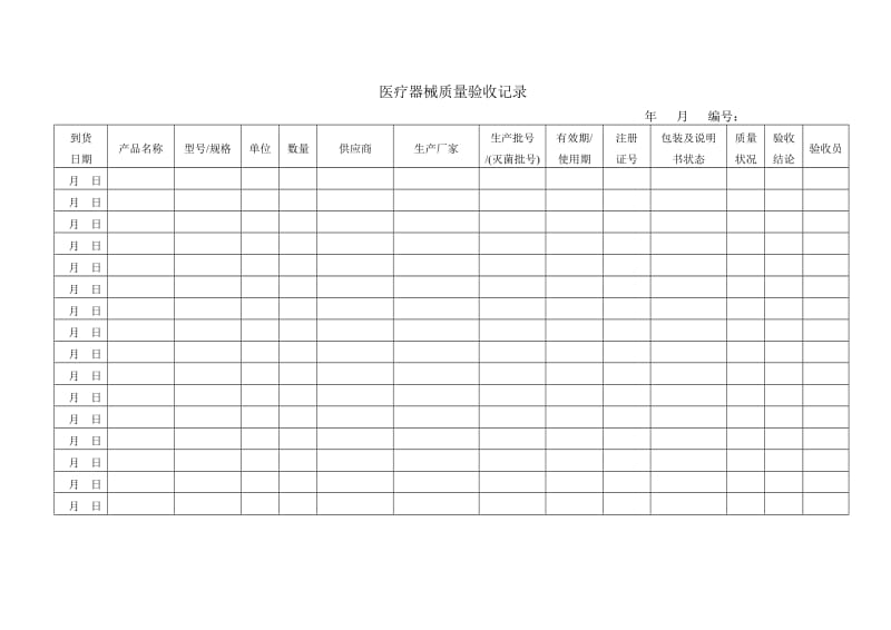 医疗器械质量验收记录.doc_第1页