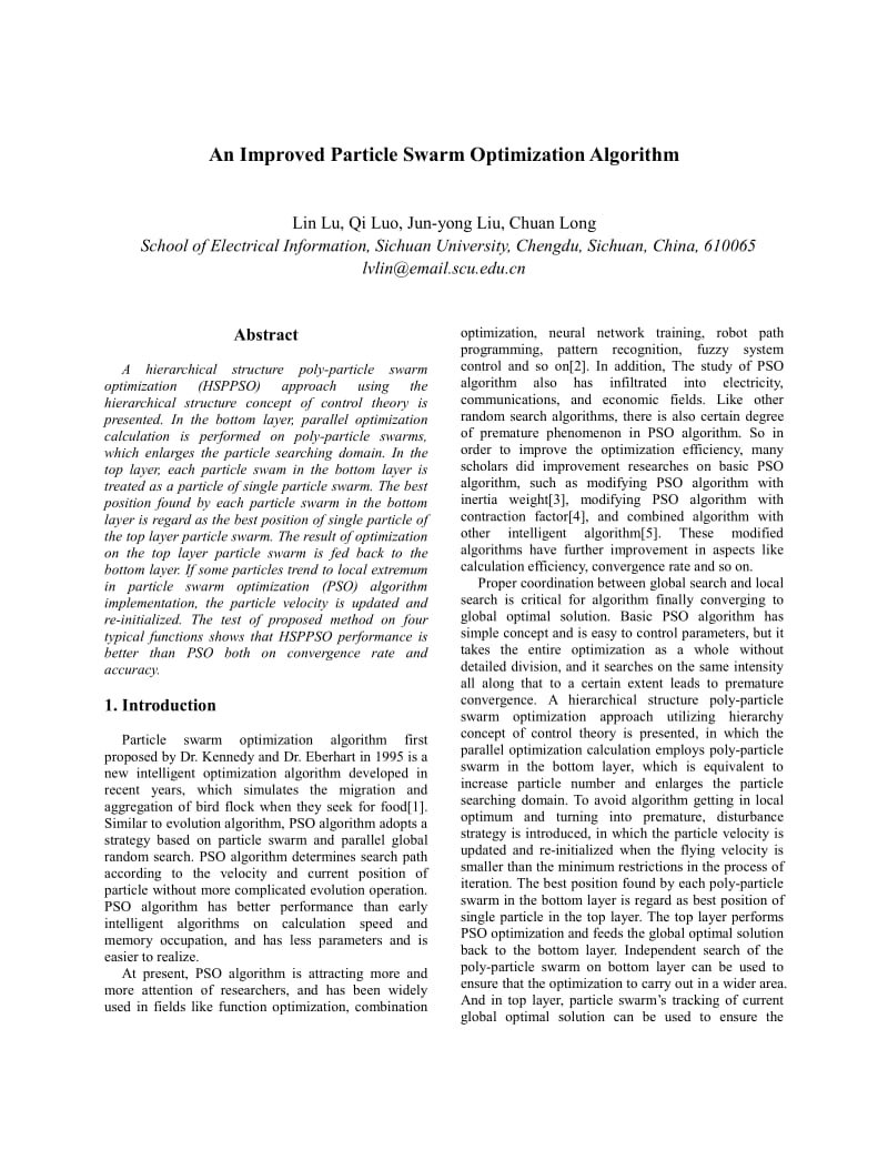 英文原文--An Improved Particle Swarm Optimization Algorithm.pdf_第1页