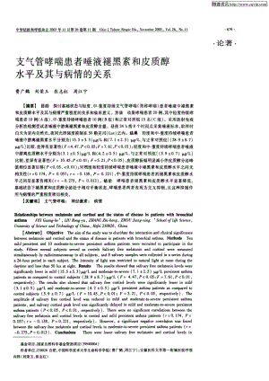 支气管哮喘患者唾液褪黑素和皮质醇水平及其与病情的关系.pdf