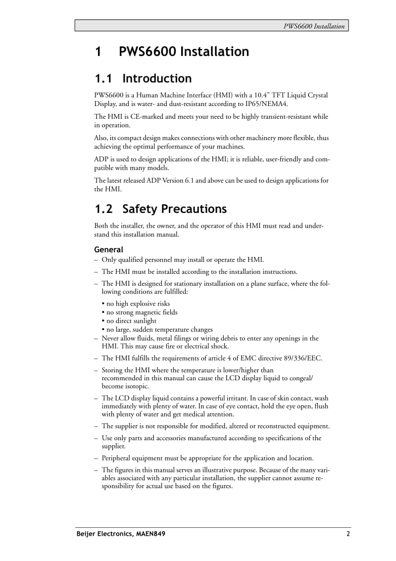 海泰克(Hitech)PWS6600安装和操作手册[英文版].pdf_第2页