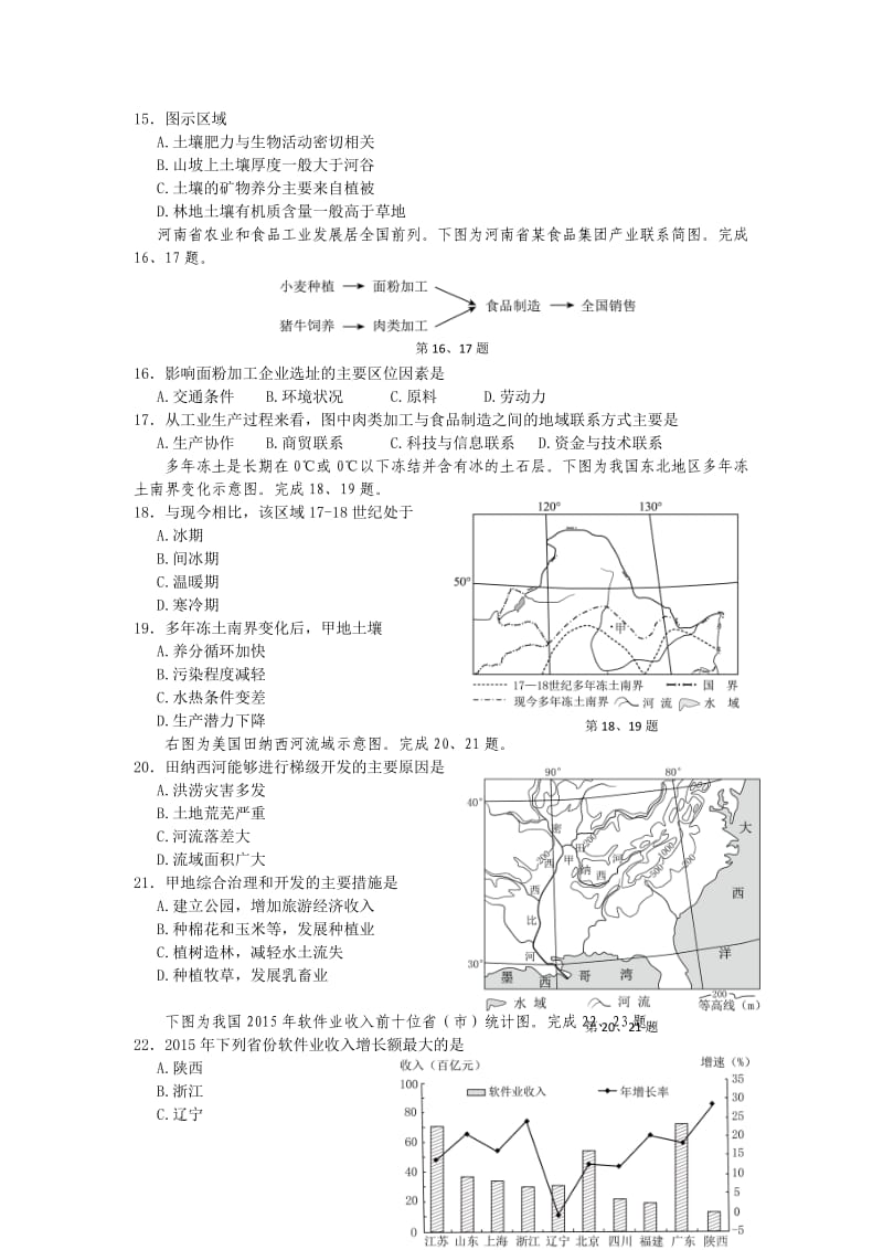 2017年4月浙江省学考选考地理试卷图重绘WORD稿(1).doc_第3页