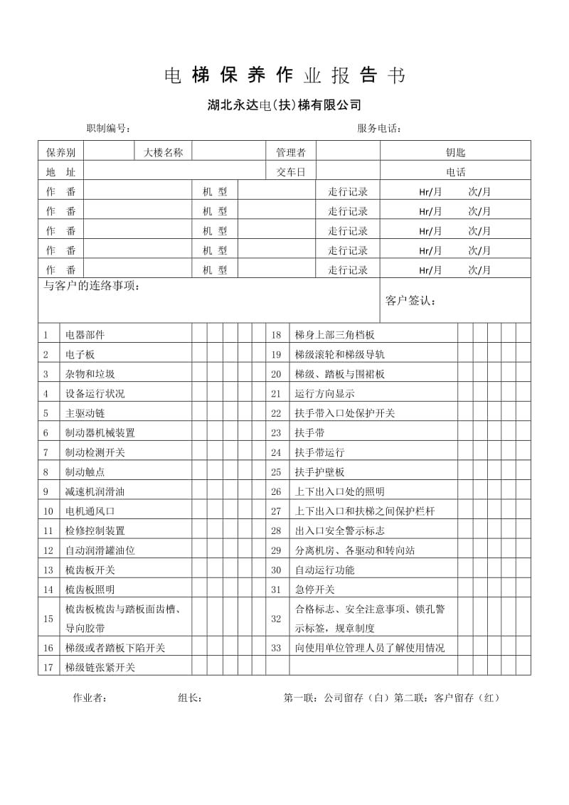 电梯保养作业报告书.doc_第1页