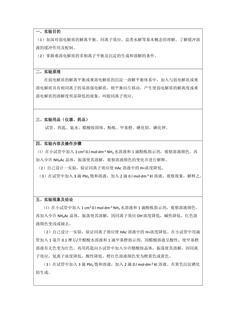 化学-电解质溶液-同离子效应”实验报告.doc_第2页