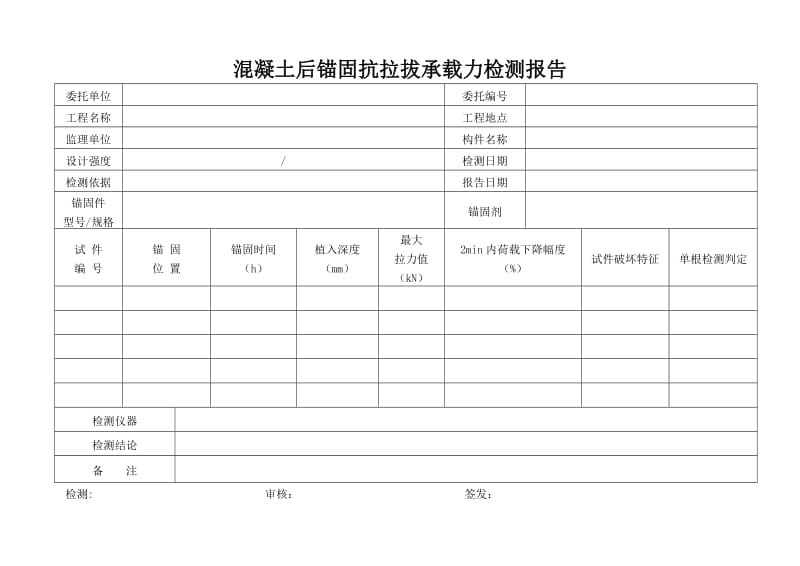 混凝土后锚固钢筋抗拔承载力检测报告.doc_第1页