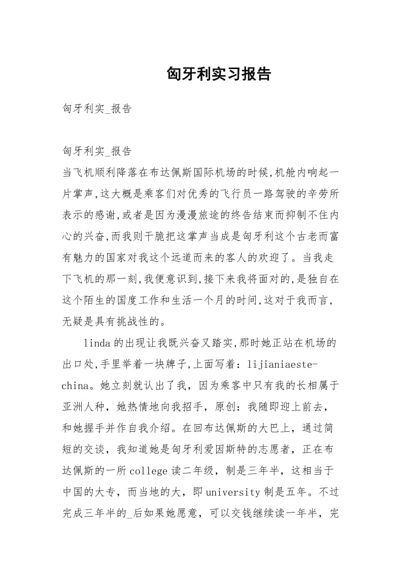 匈牙利实习报告.docx_第1页