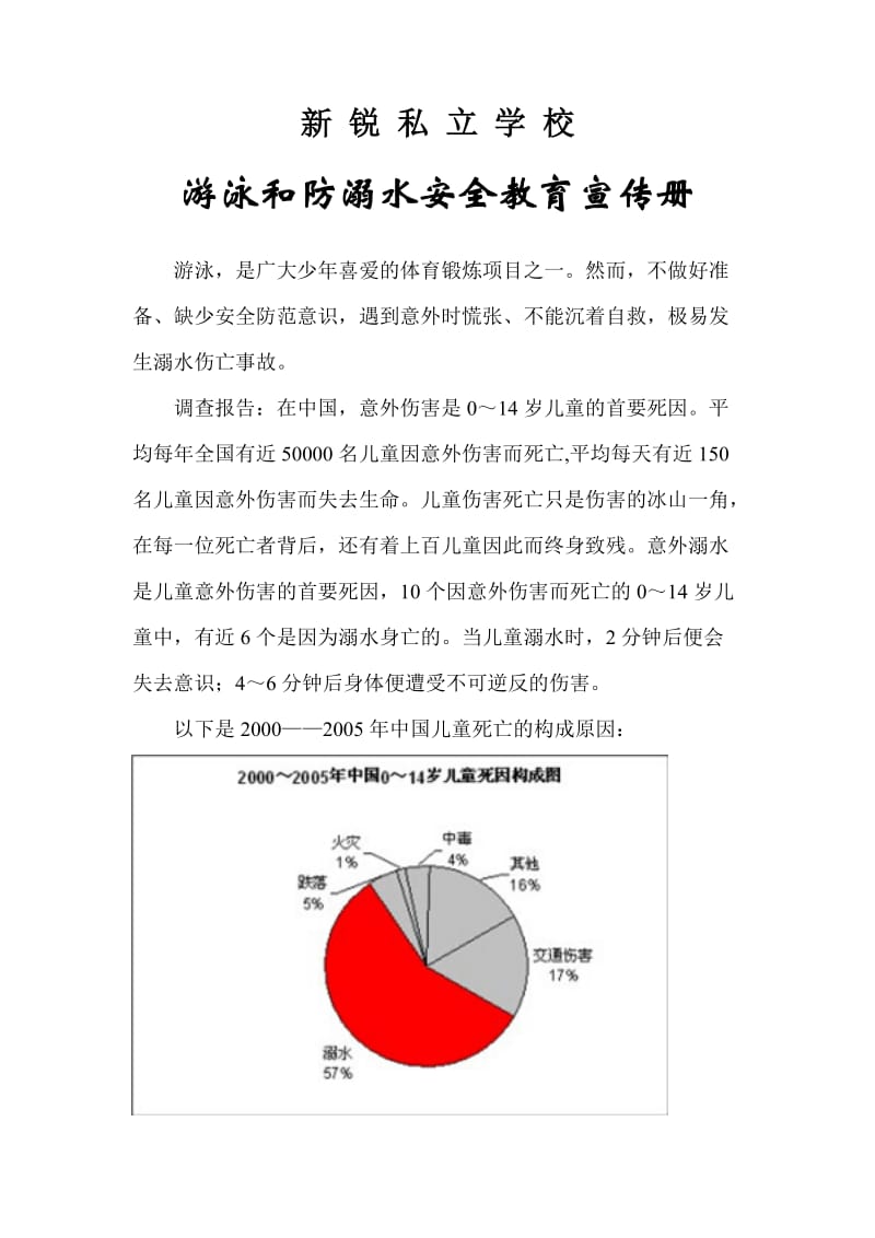 私立学校游泳和防溺水安全教育宣传册.doc_第1页