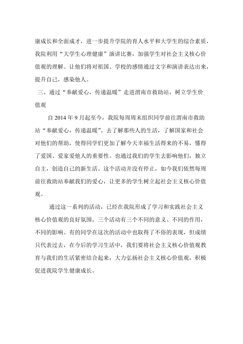 关于社会主义核心价值观若干活动的总结.doc_第2页