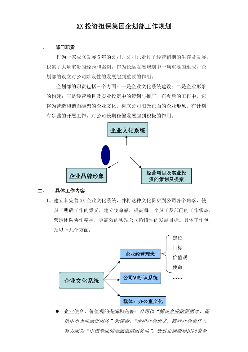 工作规划XX投资担保集团企划部工作规划.doc_第1页