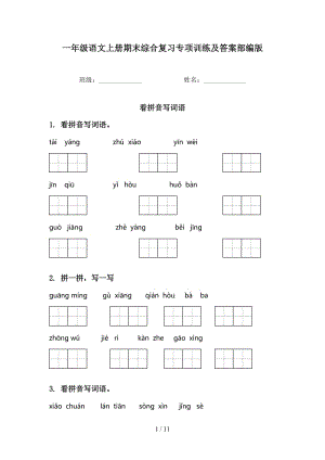 一年级语文上册期末综合复习专项训练及答案部编版.doc