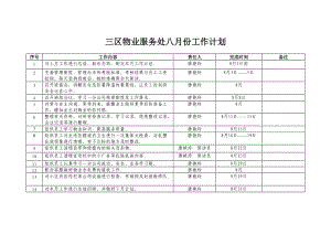 物业服务处八月份工作计划.doc