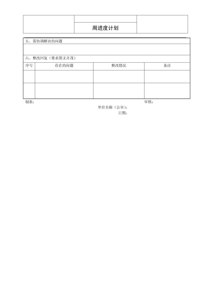 模板施工单位周进度计划表格.doc_第2页