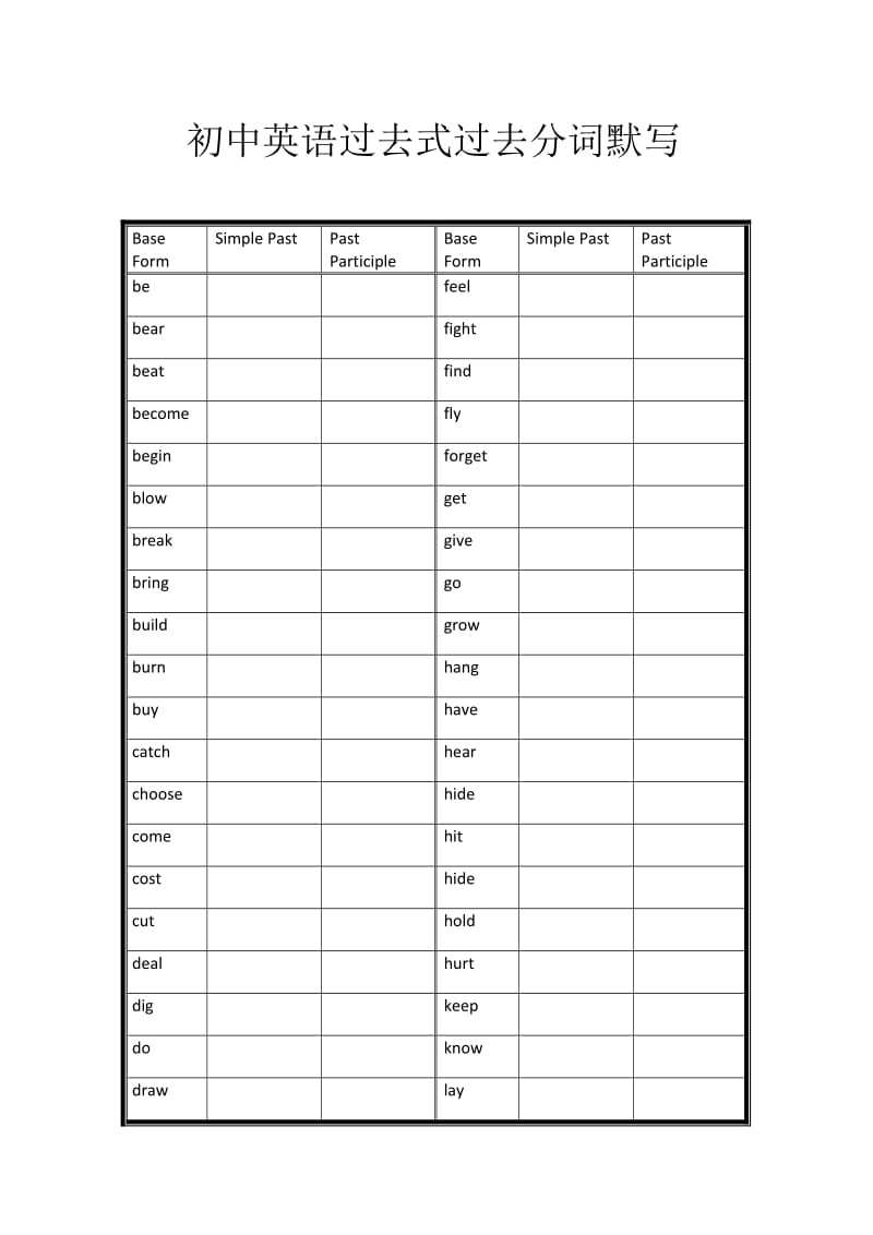 初中英语过去式过去分词默写.doc_第1页