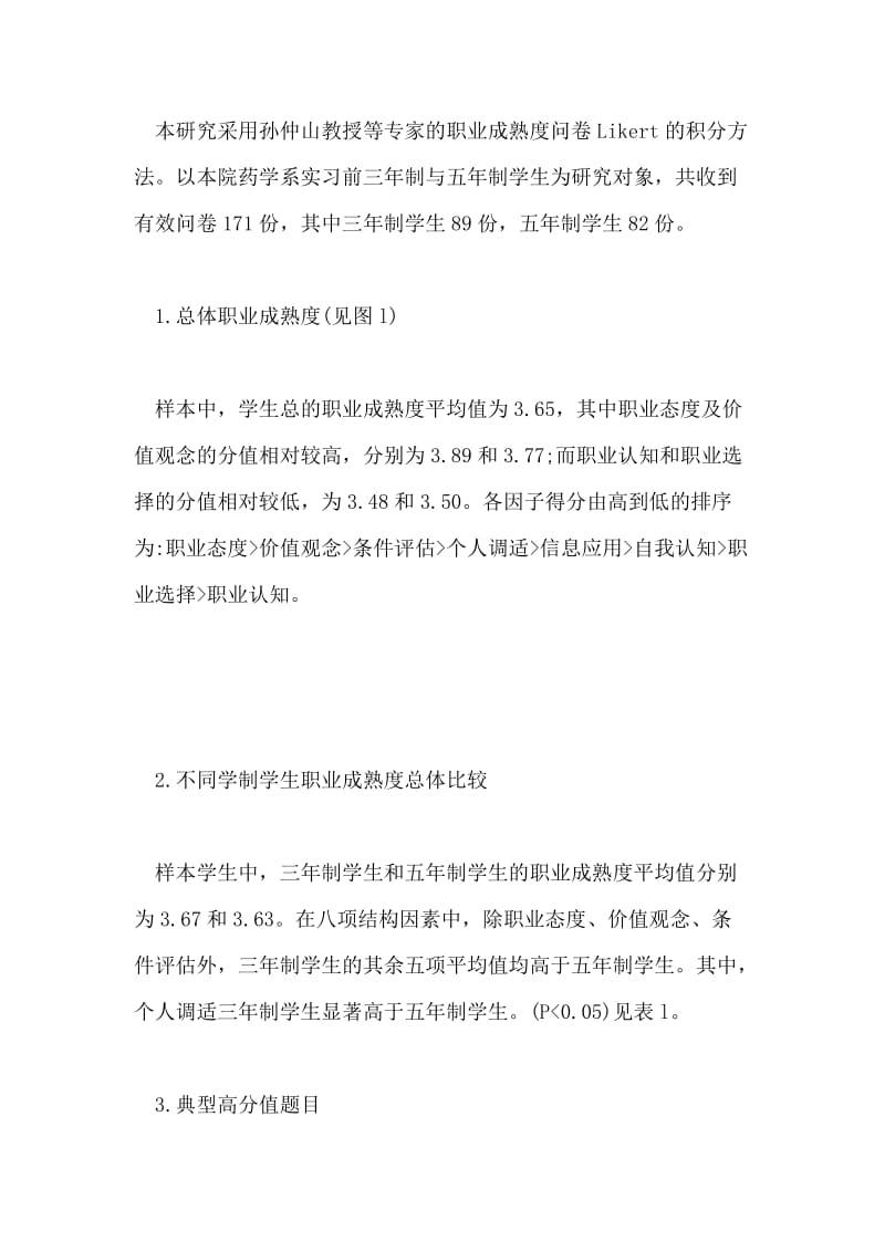 药学专业学生实习前职业成熟度特点的调查.doc_第2页