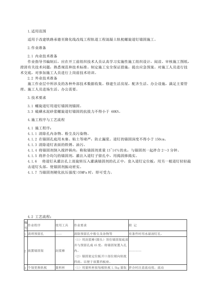 钢筋混凝土枕锚固施工作业指导书.doc_第1页