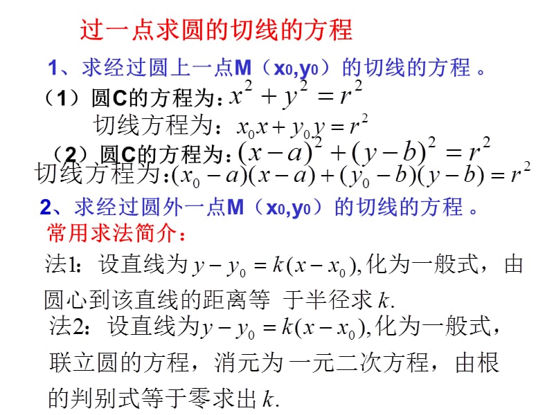 过一点求圆的切线的方程.ppt_第1页