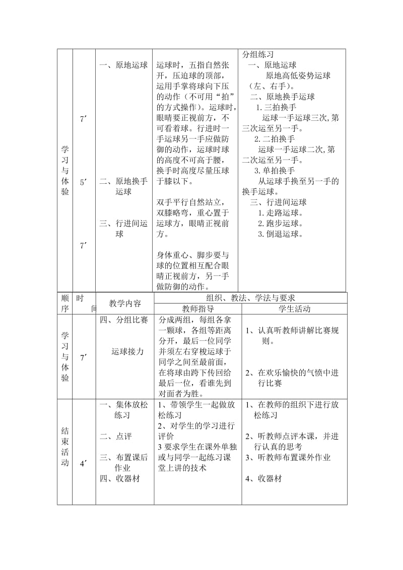 篮球运球基本技术课堂教学设计.doc_第2页