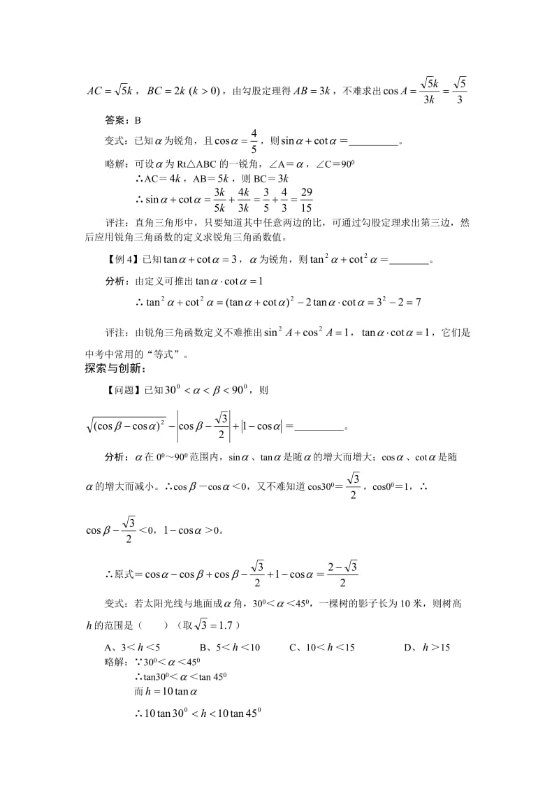 2011中考数学一轮复习【几何篇】11.锐角三角函数.doc_第2页