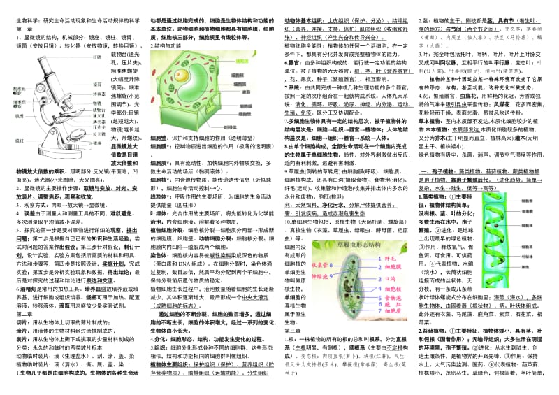 冀少版七年级上册生物重点.doc_第1页