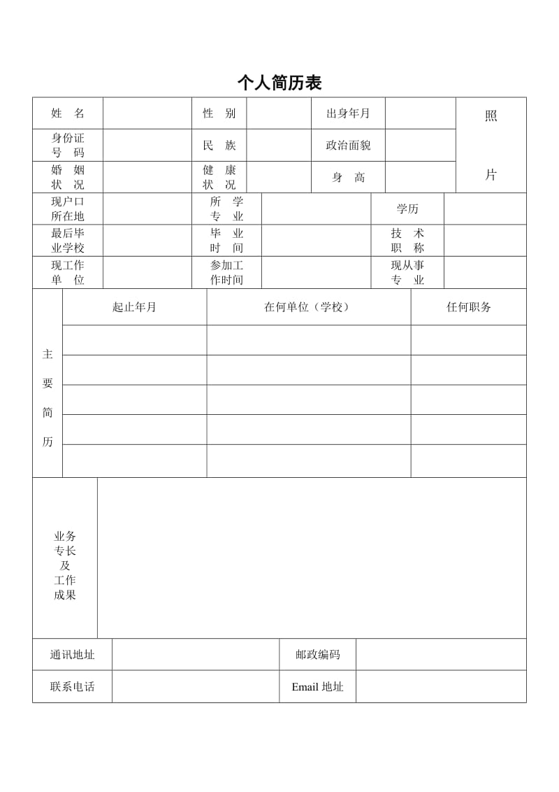 工厂招工工作简历示例报表.doc_第1页