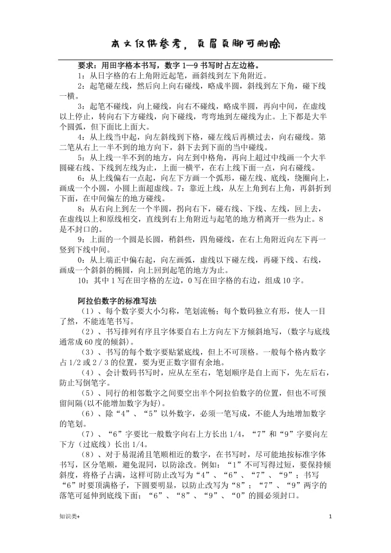 阿拉伯数字的标准写法[学习资料].doc_第1页