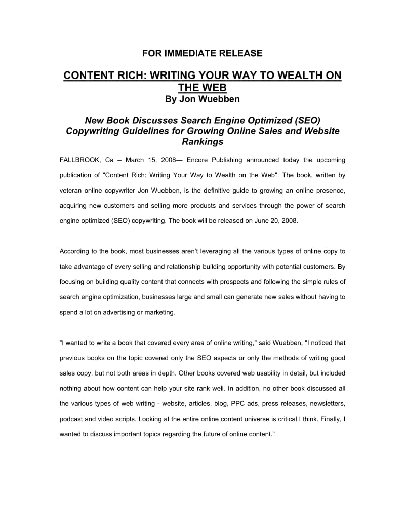 Content rich writing your way to wealth on the Web.doc_第1页