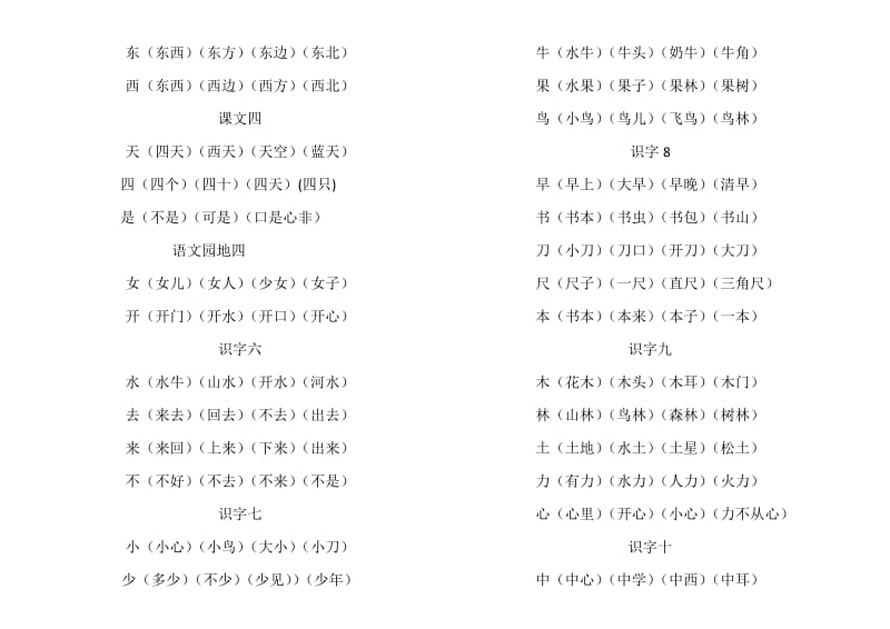 一年级上册词语卡片.docx_第2页