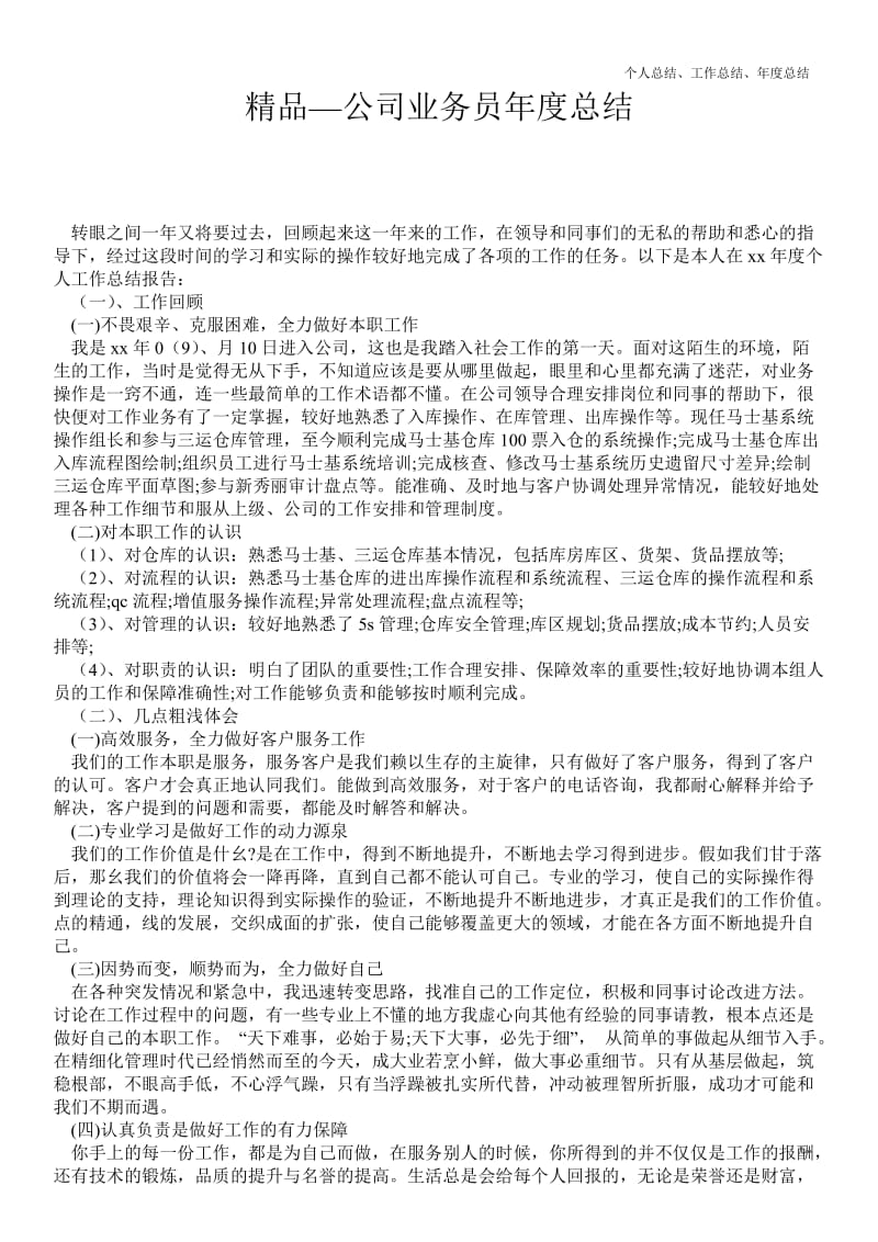 精品—公司业务员年终最新总结--.doc_第1页