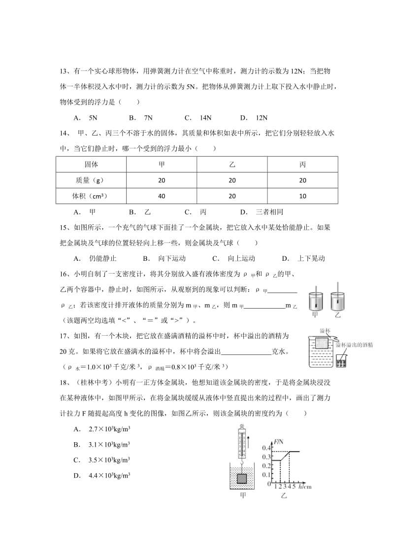 浮力精选易错题后附答案.doc_第3页