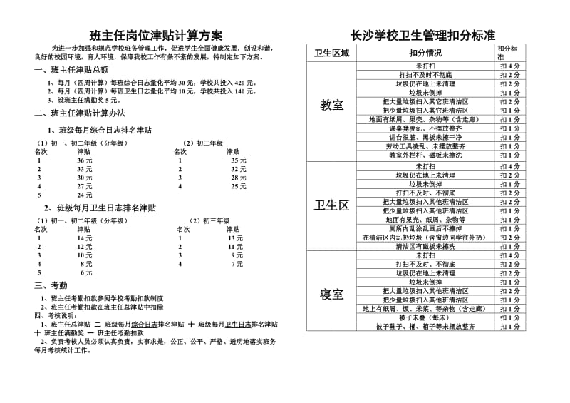 中小学班主任岗位津贴核算方案.doc_第1页