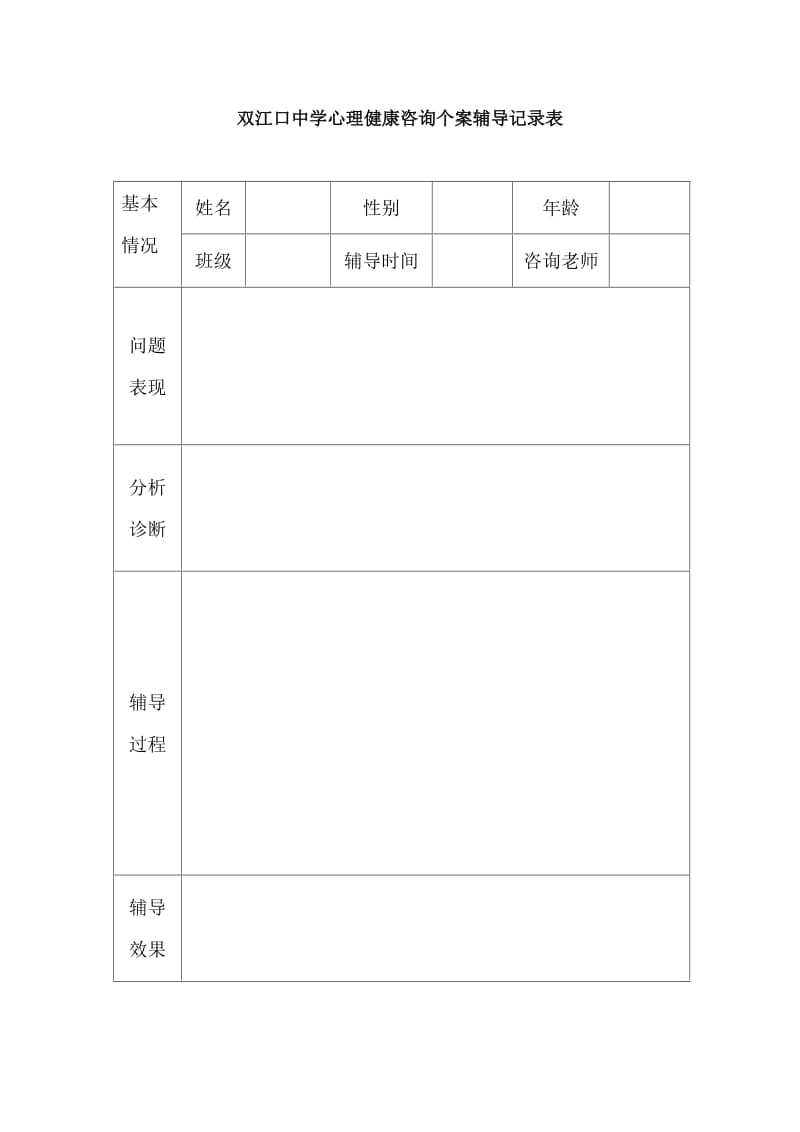 中学心理健康咨询个案辅导记录表.doc_第1页